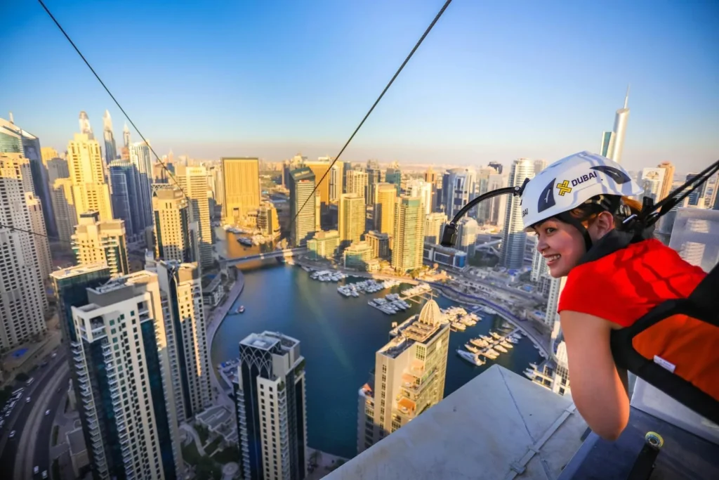 Обзор на зиплайн XLine Dubai Marina (Икс Лайн Дубаи Марина). Острые ощущения вас ждут! Билеты, цены, режим работы в 2024 году.